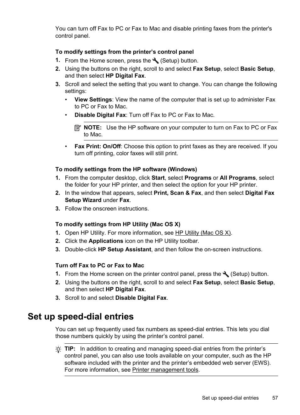 Set up speed-dial entries | HP 4620 User Manual | Page 61 / 228