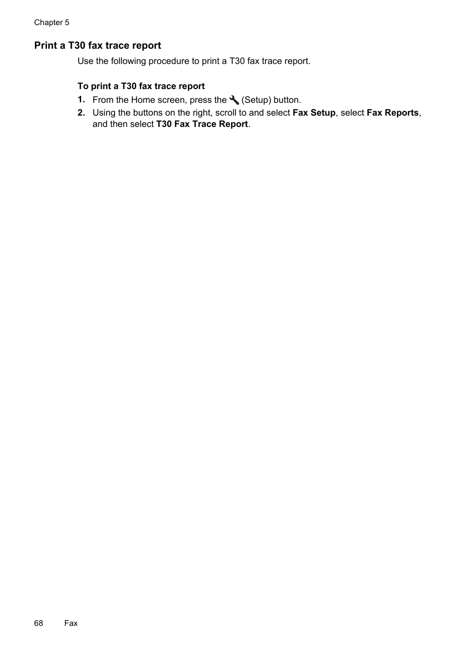 Print a t30 fax trace report | HP 4620 User Manual | Page 72 / 228