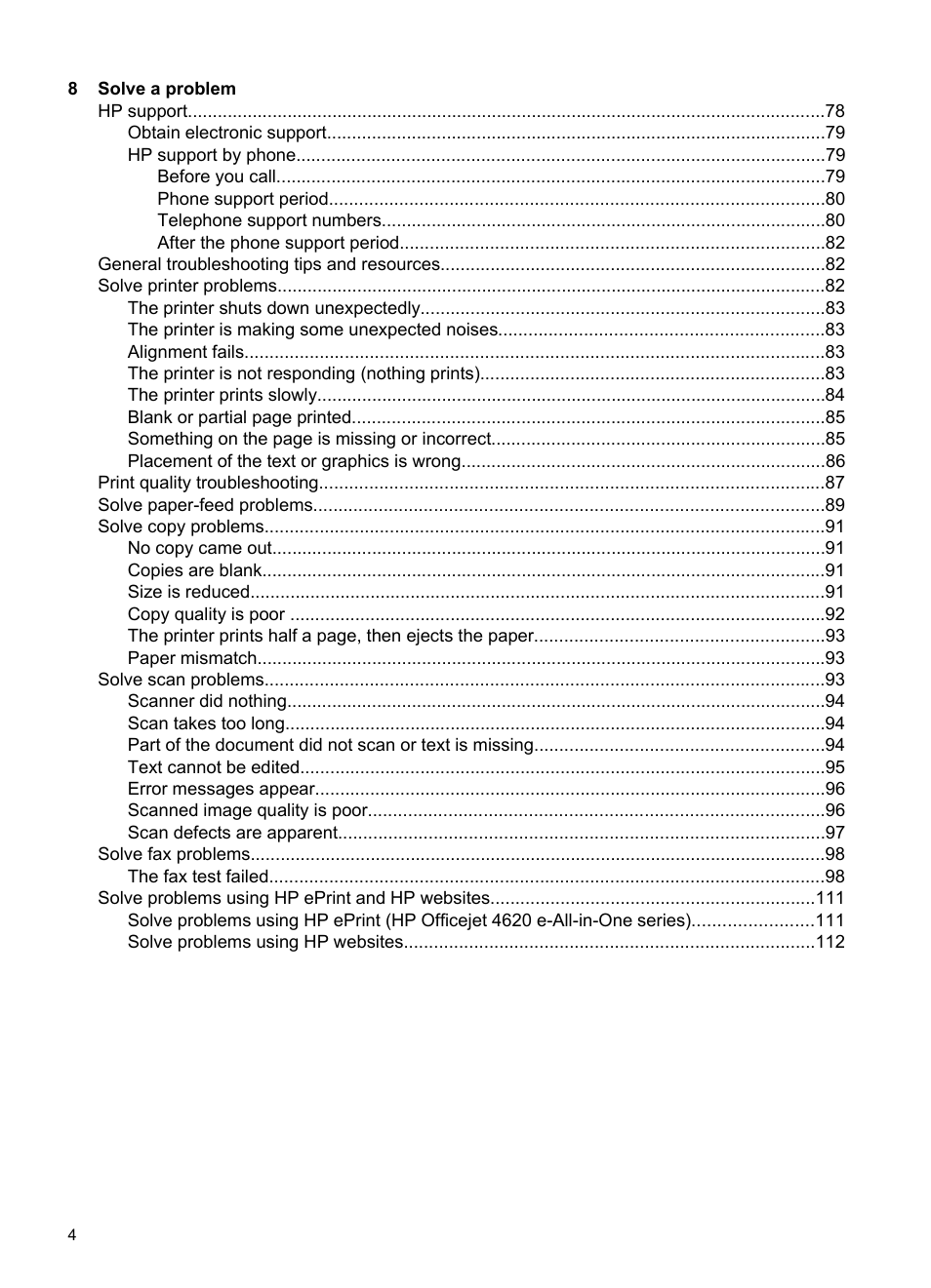 HP 4620 User Manual | Page 8 / 228