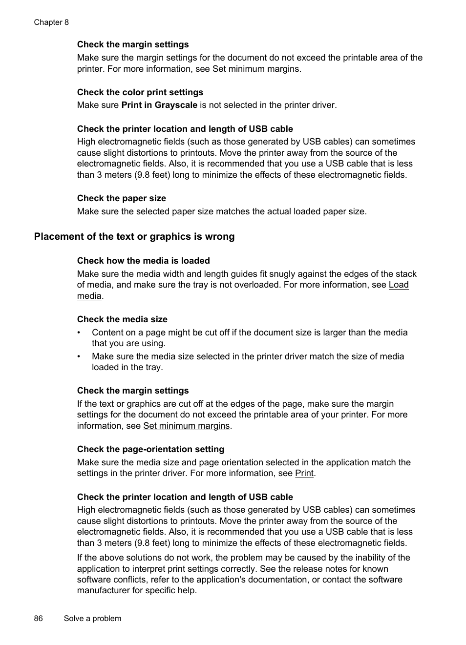 Placement of the text or graphics is wrong | HP 4620 User Manual | Page 90 / 228