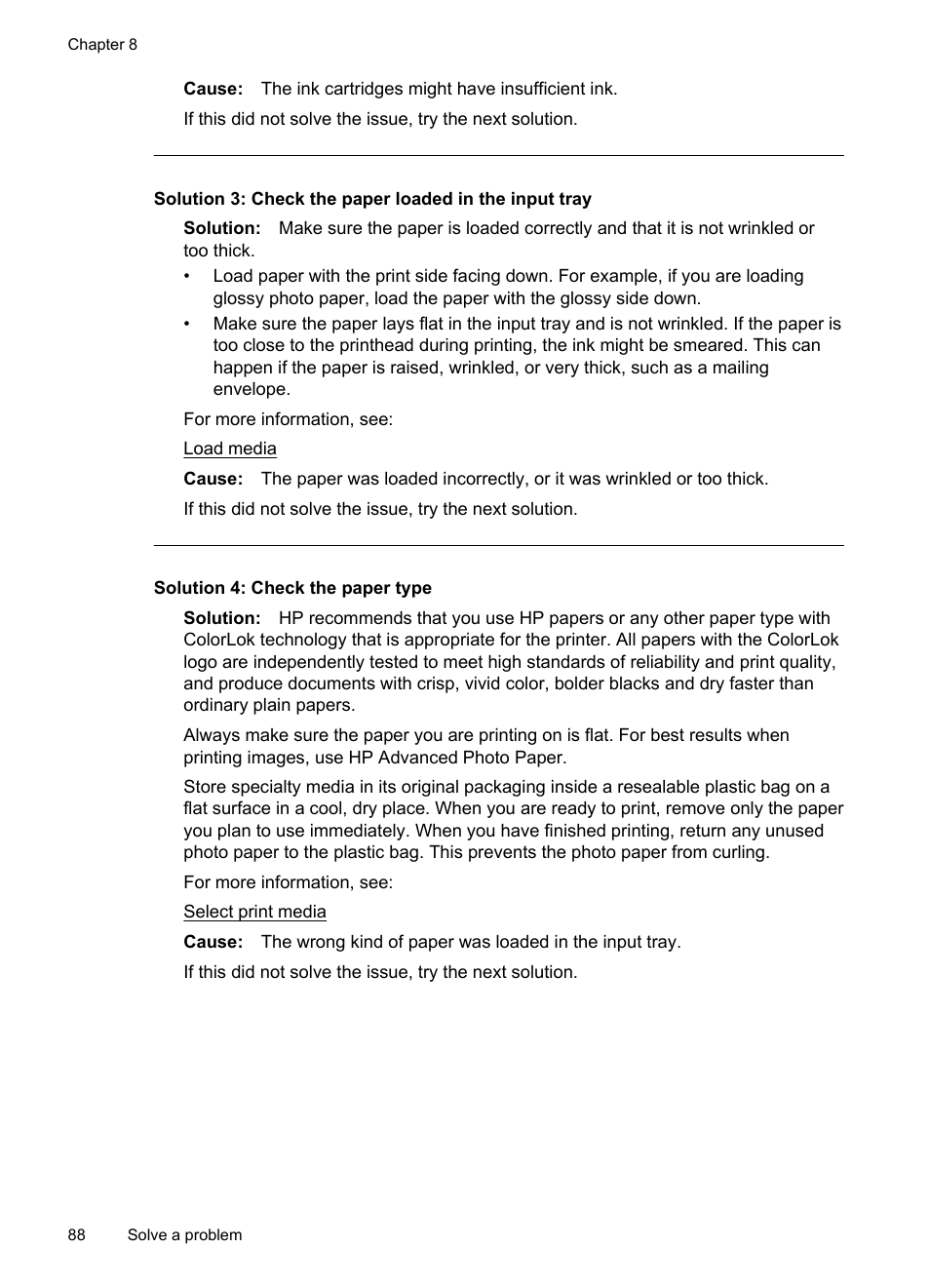 Solution 4: check the paper type | HP 4620 User Manual | Page 92 / 228