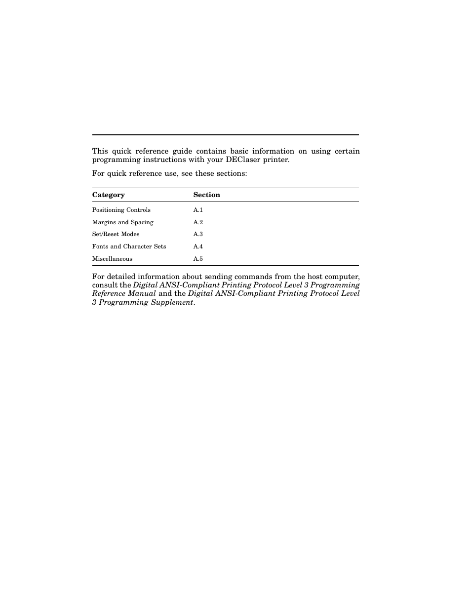 Declaser printer quick reference guide, Appendix a | HP 220240 User Manual | Page 202 / 255