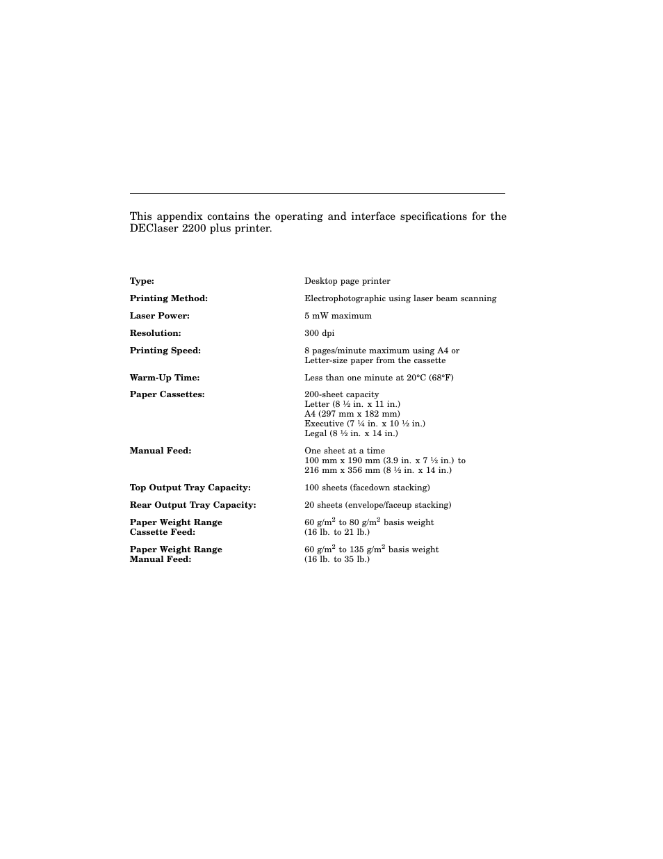 Specifications, Appendix c, C.1 operating specifications | HP 220240 User Manual | Page 233 / 255