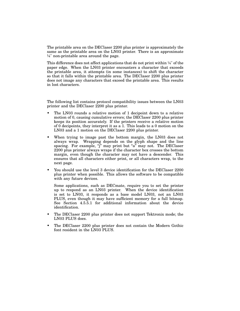 D.2 printable area compatibility, D.3 protocol compatibility | HP 220240 User Manual | Page 244 / 255