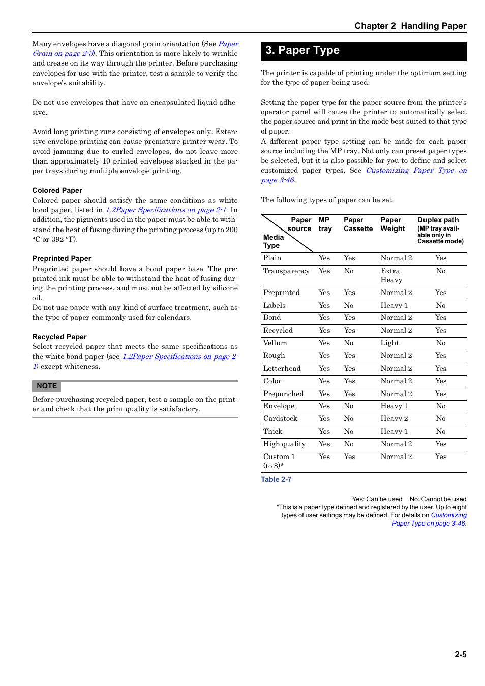 Paper type, 3 paper type -5 | HP WP36/50 User Manual | Page 18 / 115