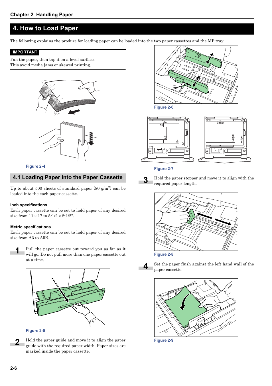 How to load paper, 1 loading paper into the paper cassette, 4 how to load paper -6 | 1 loading paper into the paper cassette -6 | HP WP36/50 User Manual | Page 19 / 115