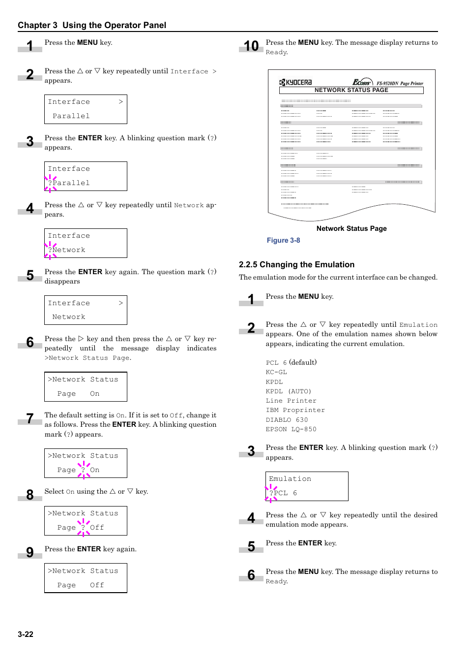 5 changing the emulation, 5 changing the emulation -22 | HP WP36/50 User Manual | Page 43 / 115