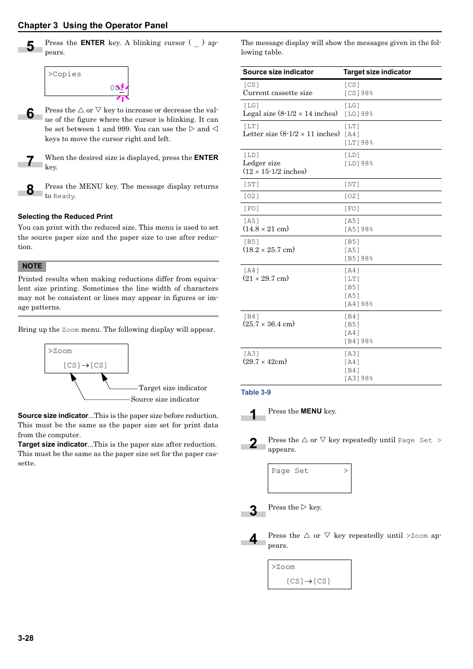 Selecting the reduced print | HP WP36/50 User Manual | Page 49 / 115