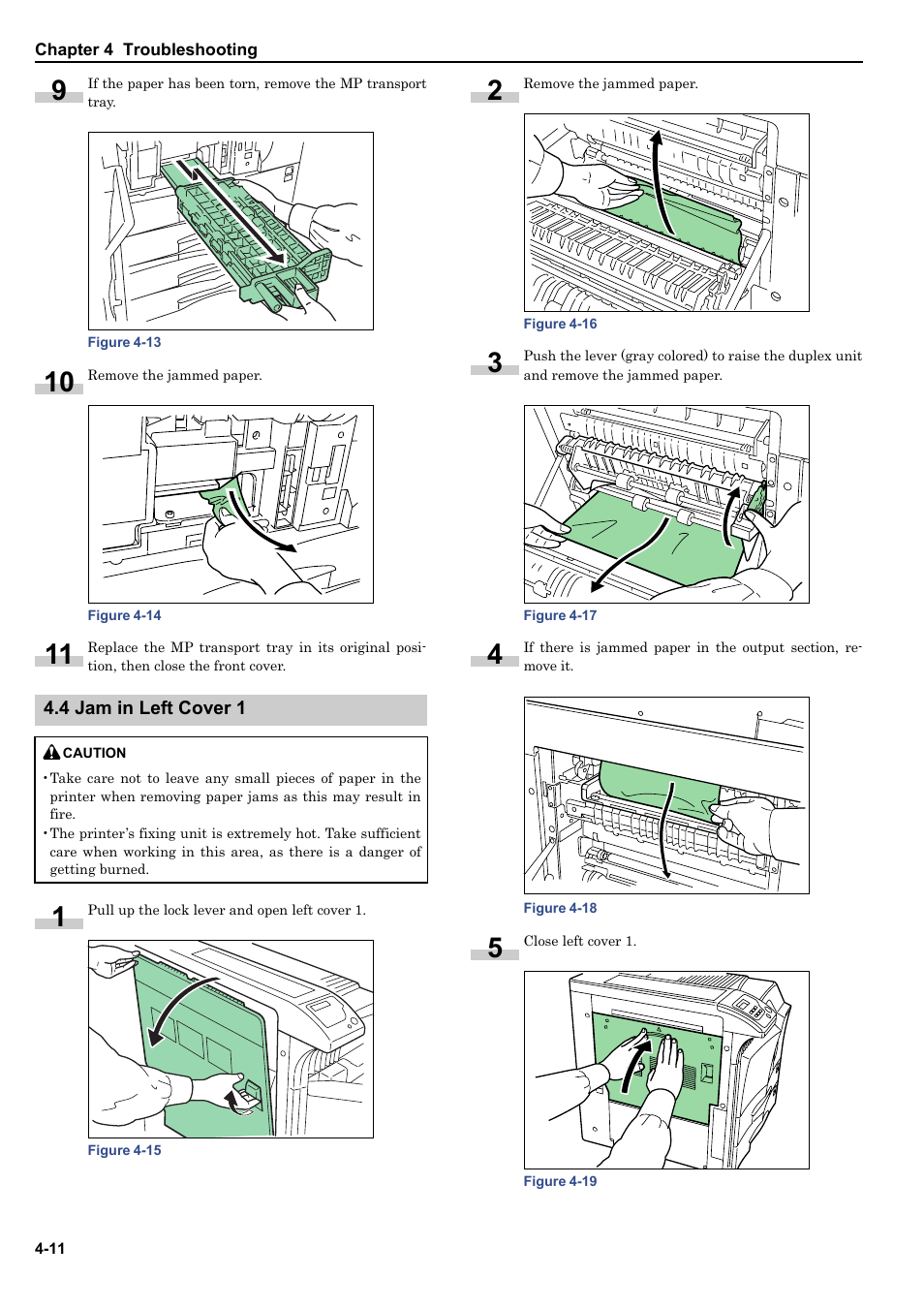 4 jam in left cover 1, 4 jam in left cover 1 -11 | HP WP36/50 User Manual | Page 87 / 115