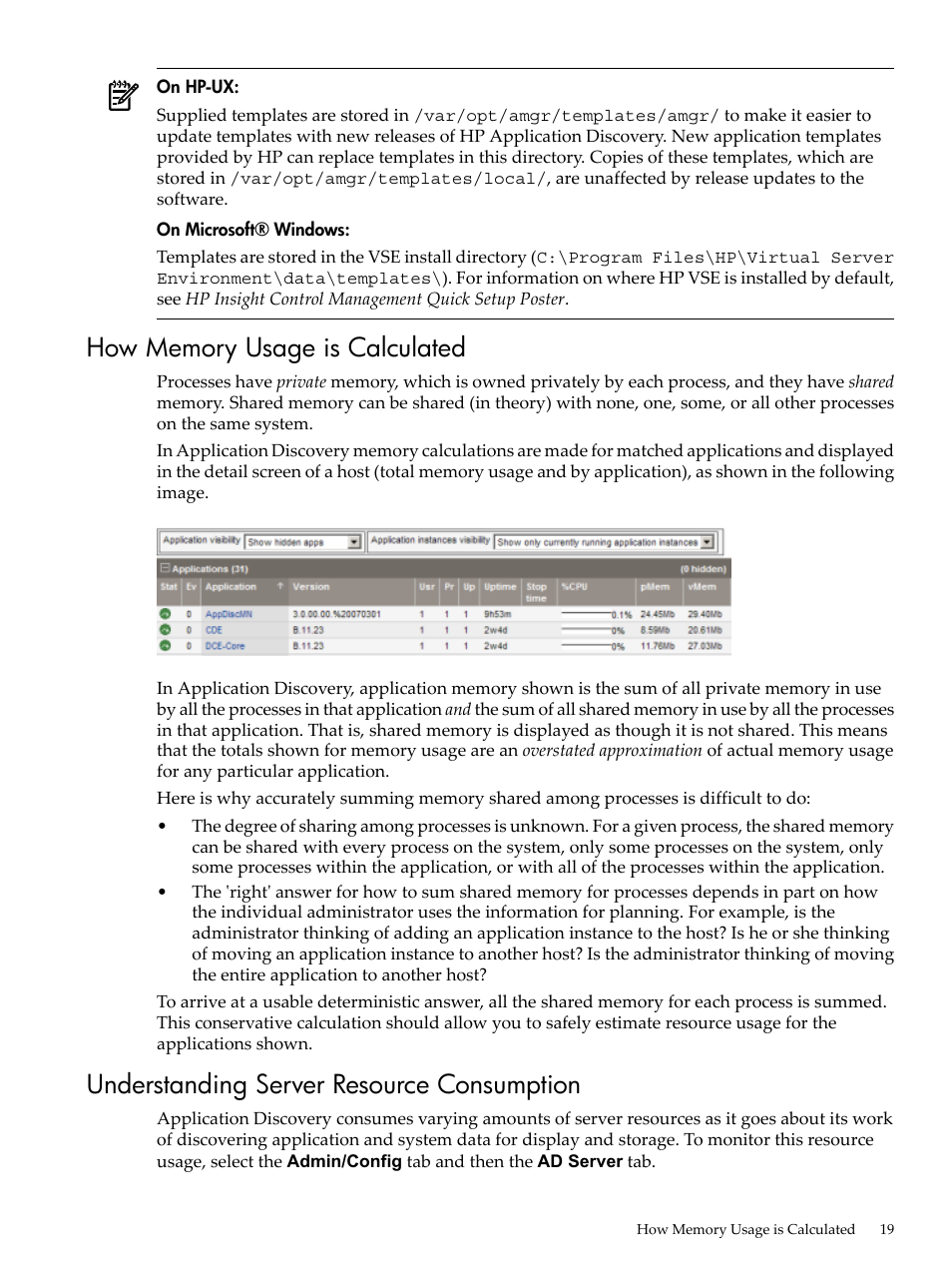 How memory usage is calculated, Understanding server resource consumption | HP 5992-3838 User Manual | Page 19 / 78