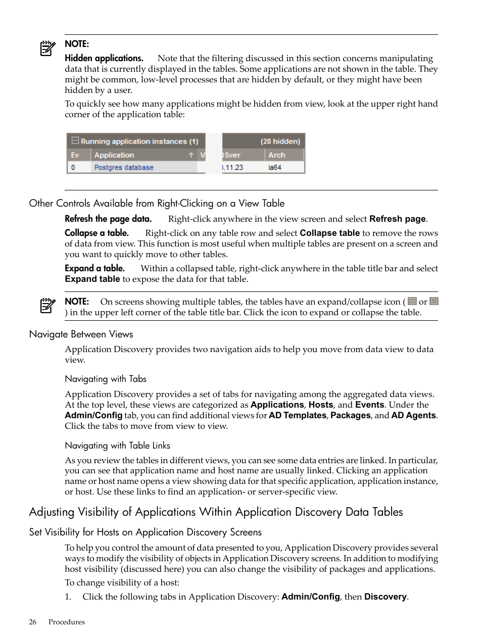 Navigate between views, Navigating with tabs, Navigating with table links | Navigating with tabs navigating with table links | HP 5992-3838 User Manual | Page 26 / 78