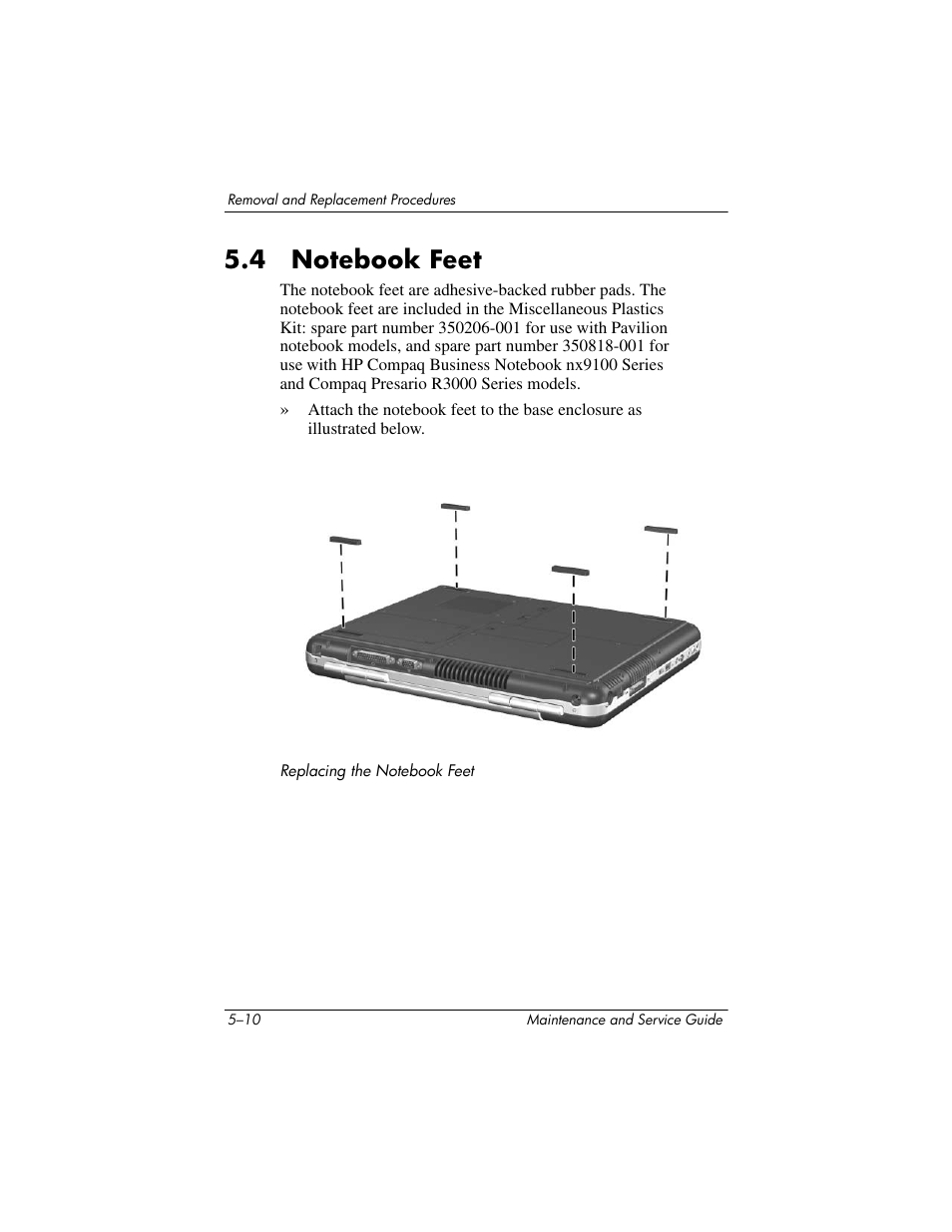 4 notebook feet –10 | HP zx5000 User Manual | Page 117 / 272