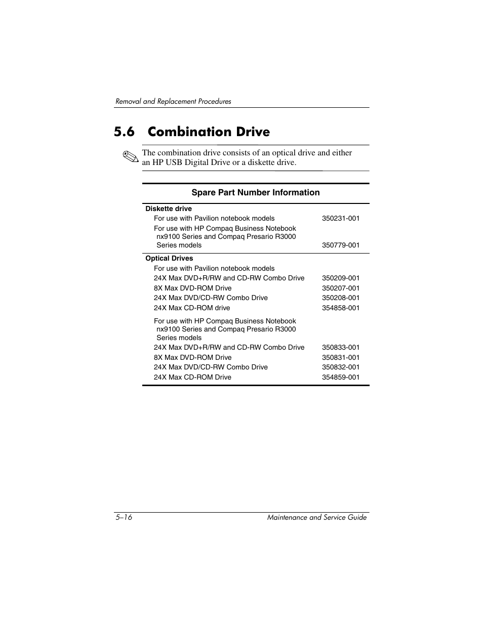 6 combination drive –16, 6 combination drive | HP zx5000 User Manual | Page 123 / 272