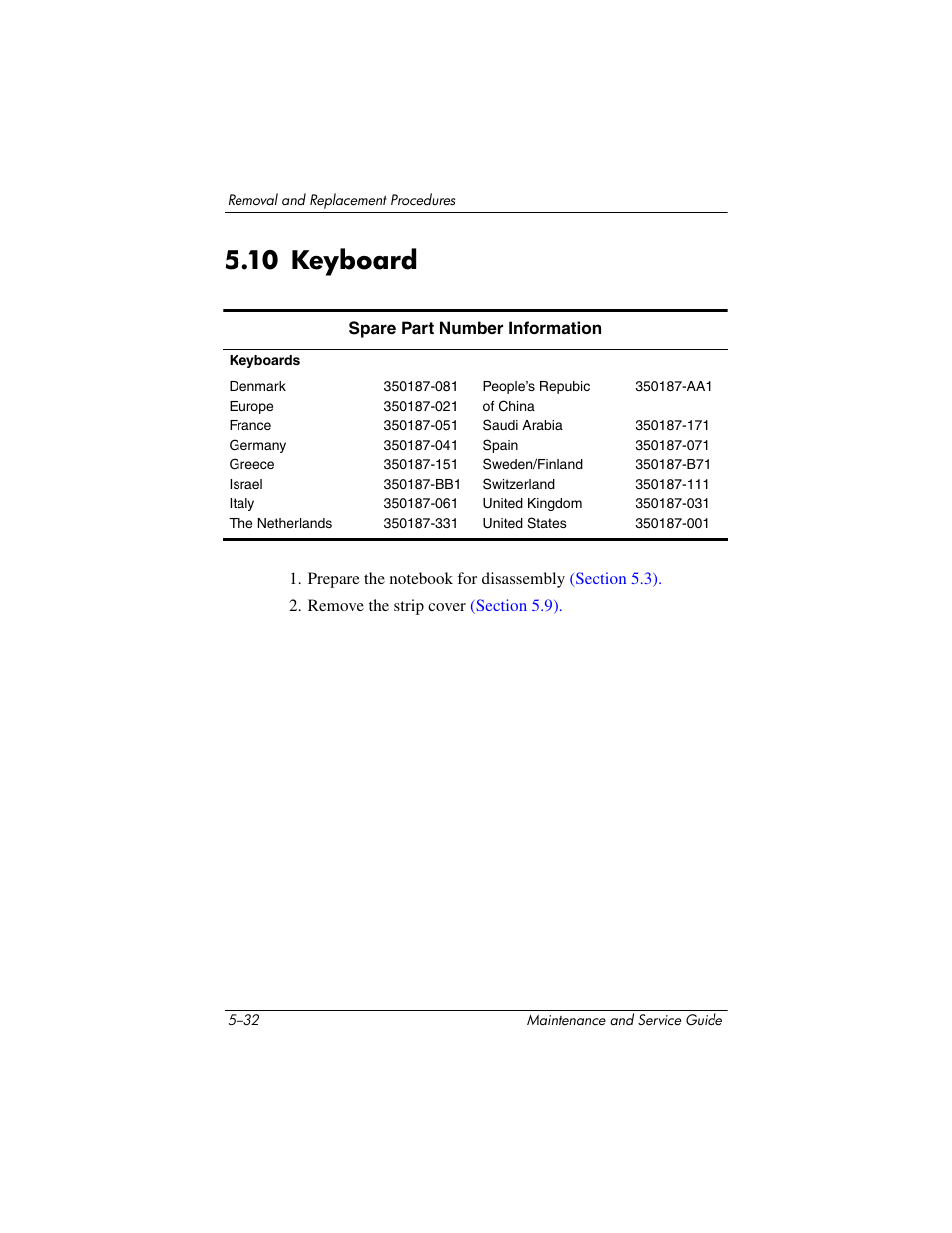 10 keyboard –32, 10 keyboard | HP zx5000 User Manual | Page 139 / 272