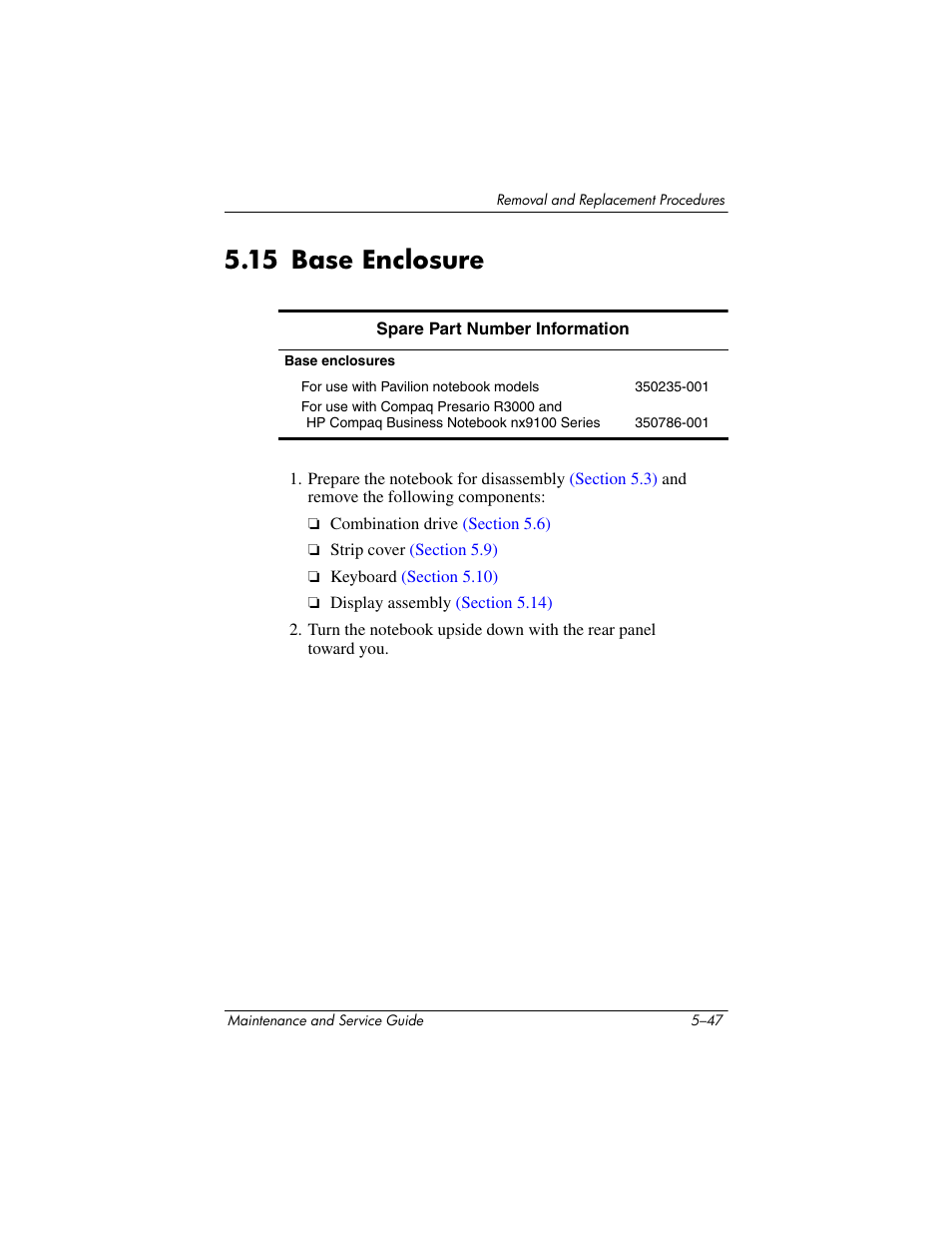 15 base enclosure –47, 15 base enclosure | HP zx5000 User Manual | Page 154 / 272