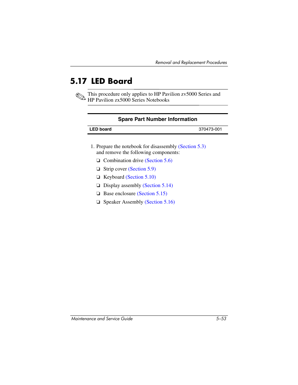 17 led board –53, 17 led board | HP zx5000 User Manual | Page 160 / 272