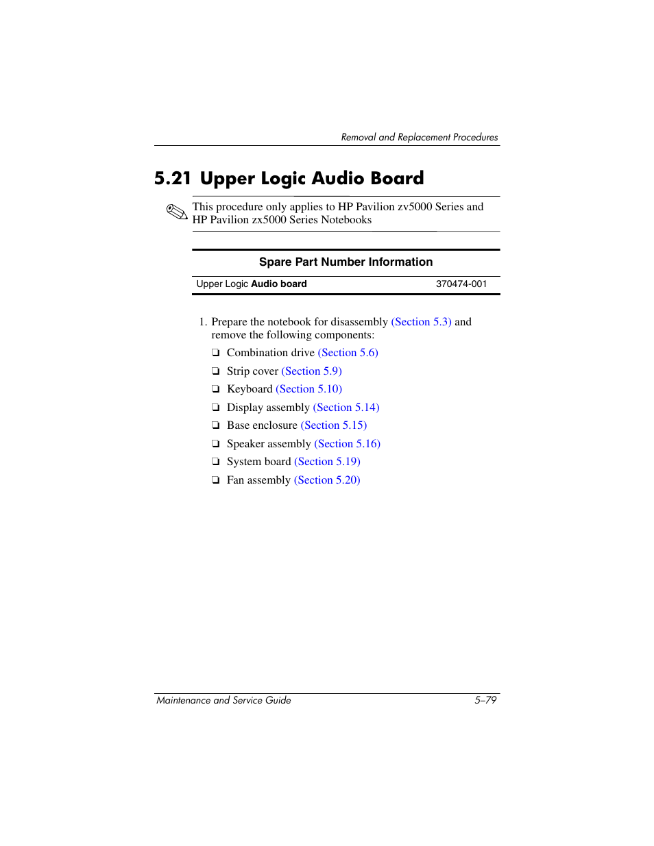 21 upper logic audio board –79, 21 upper logic audio board | HP zx5000 User Manual | Page 186 / 272