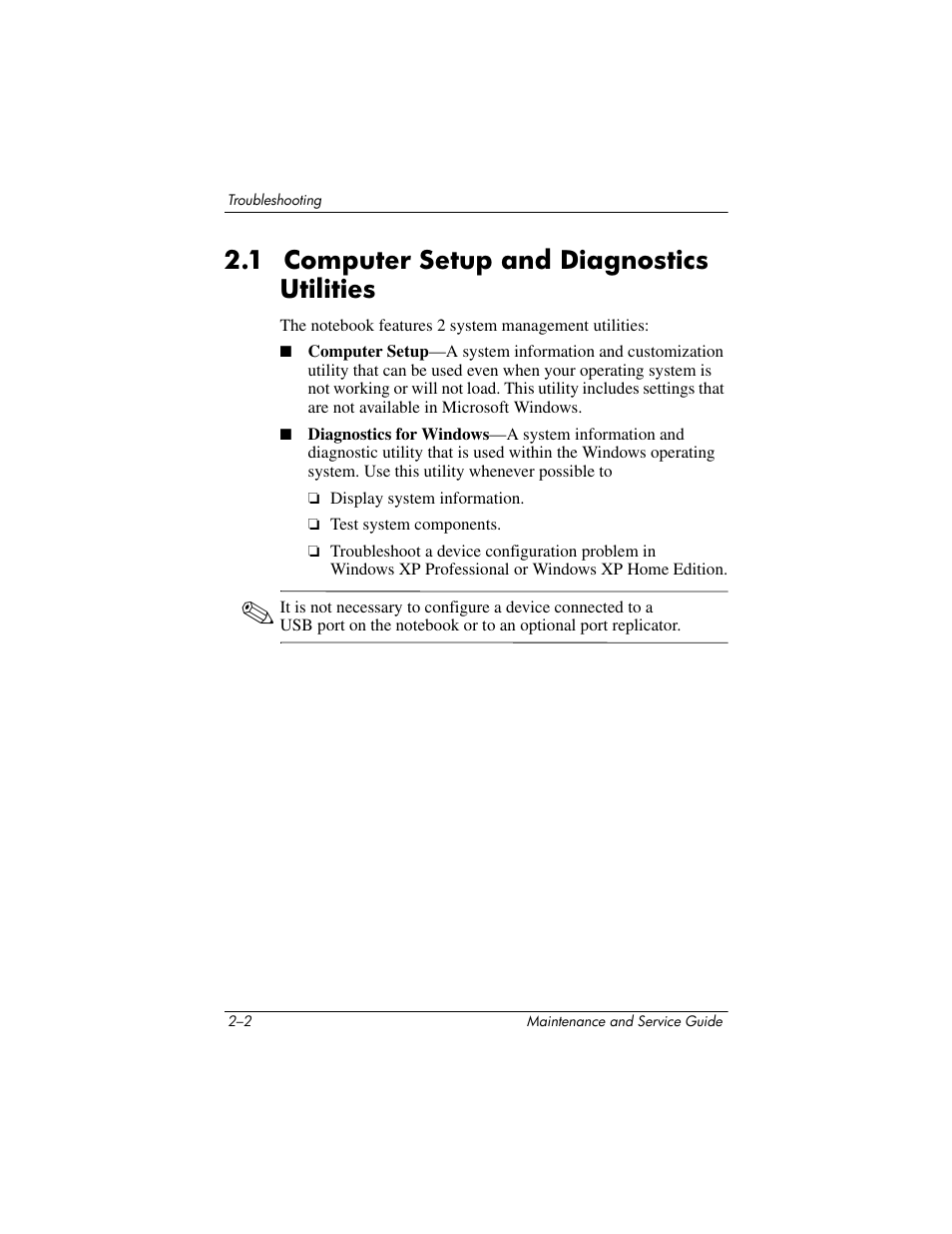 1 computer setup and diagnostics utilities –2, 1 computer setup and diagnostics utilities | HP zx5000 User Manual | Page 36 / 272