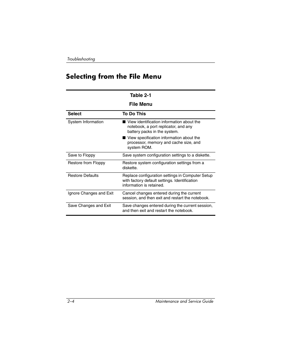 Selecting from the file menu, Selecting from the file menu –4 | HP zx5000 User Manual | Page 38 / 272
