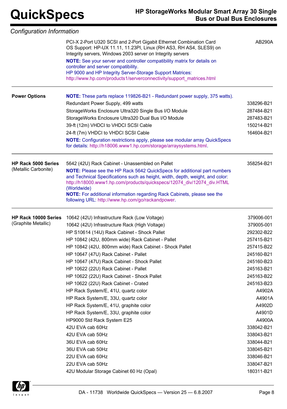 Quickspecs | HP MSA30 DB User Manual | Page 8 / 12