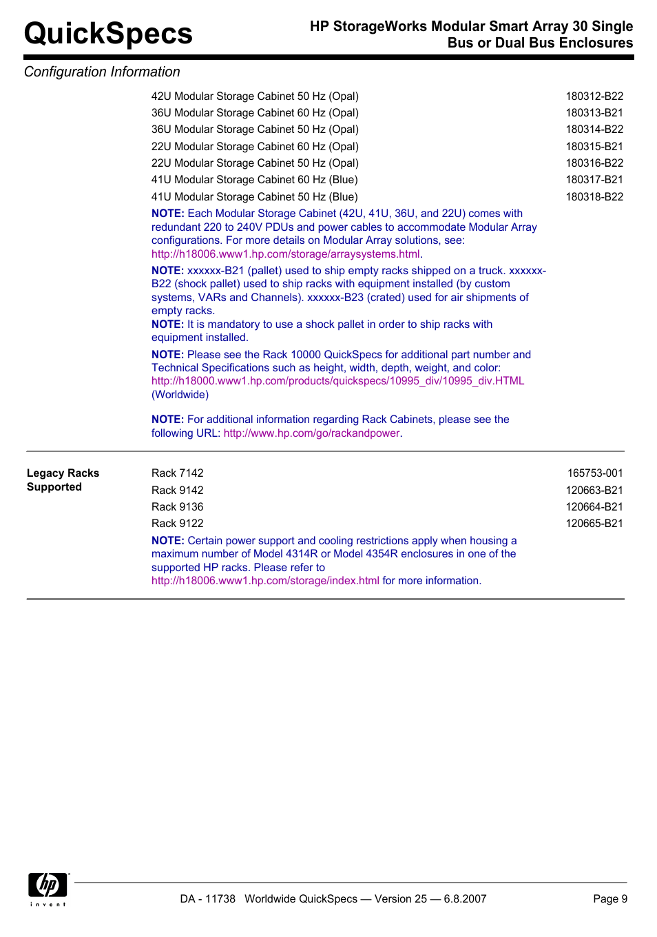 Quickspecs | HP MSA30 DB User Manual | Page 9 / 12