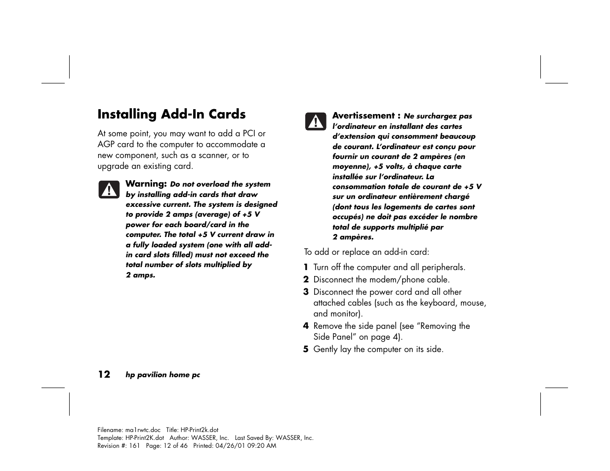 Installing add-in cards | HP 79XXY User Manual | Page 16 / 144