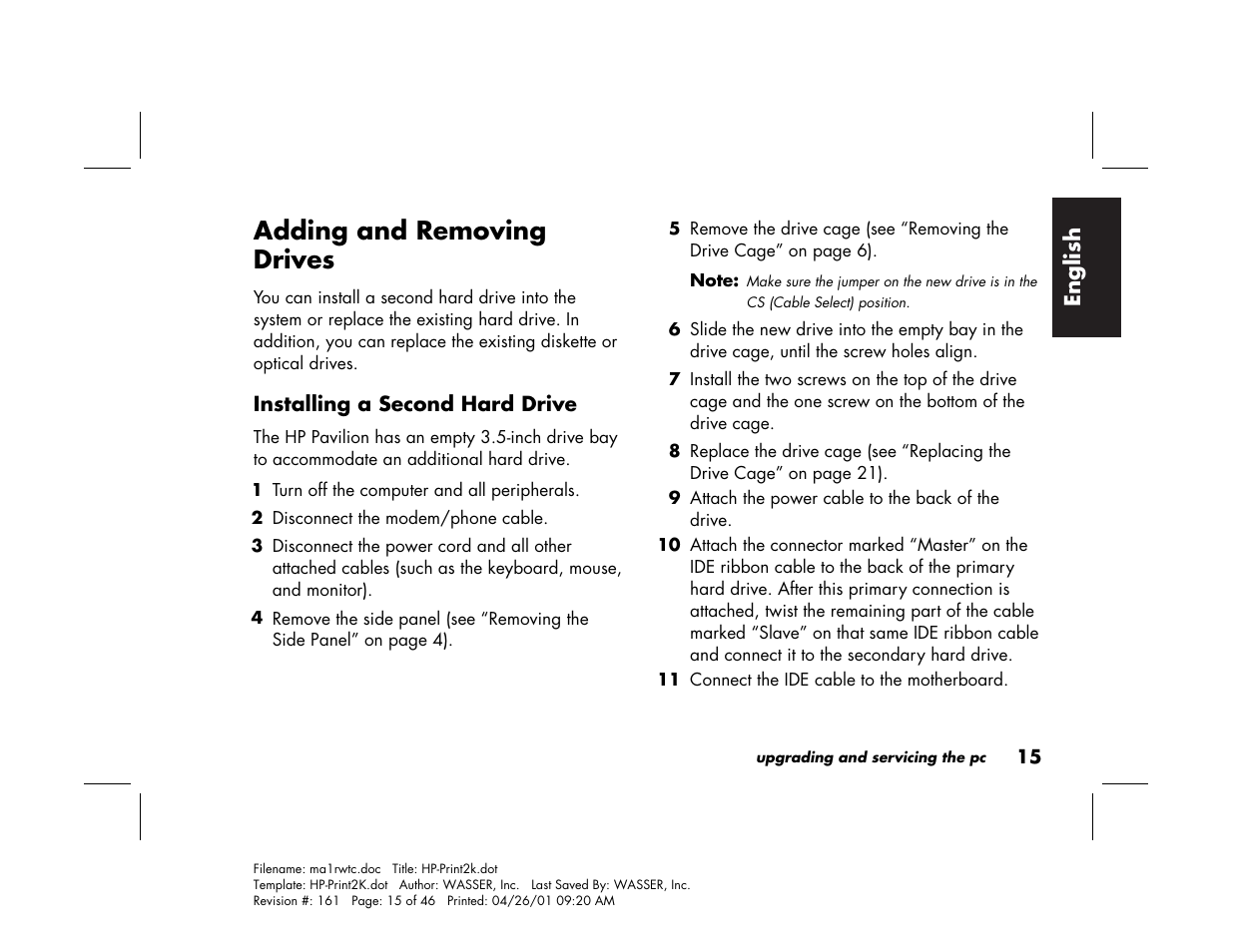 Adding and removing drives | HP 79XXY User Manual | Page 19 / 144