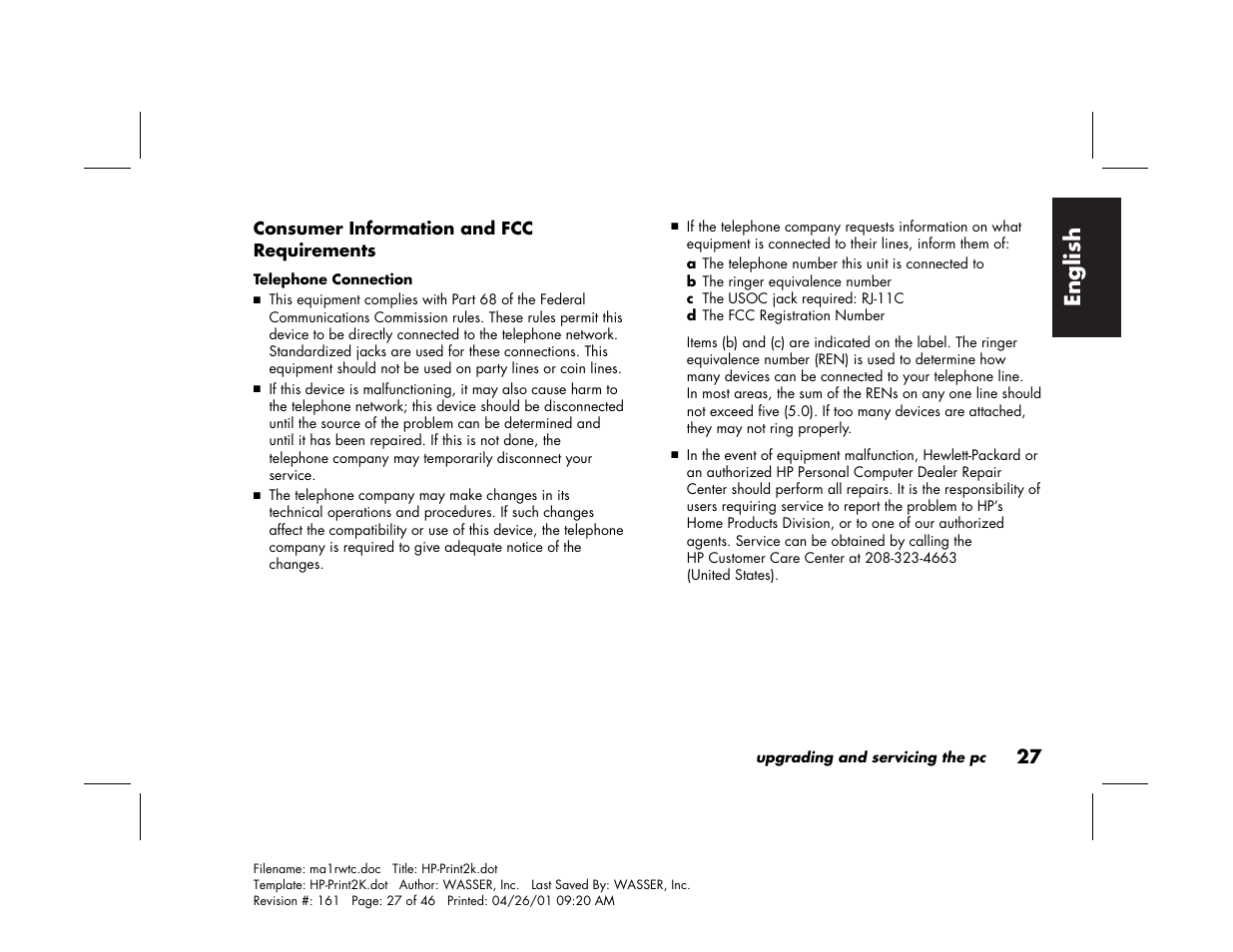 English | HP 79XXY User Manual | Page 31 / 144
