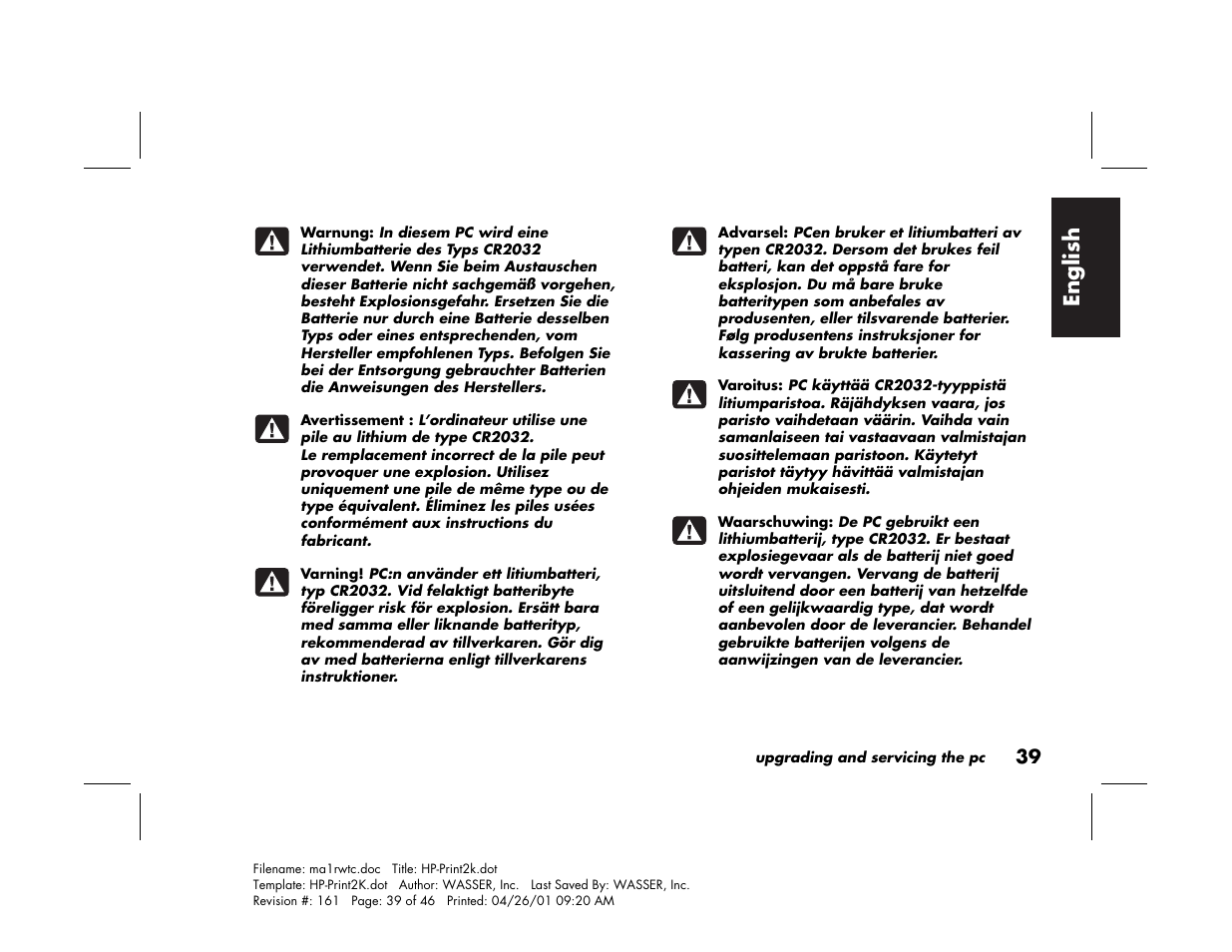 English | HP 79XXY User Manual | Page 43 / 144