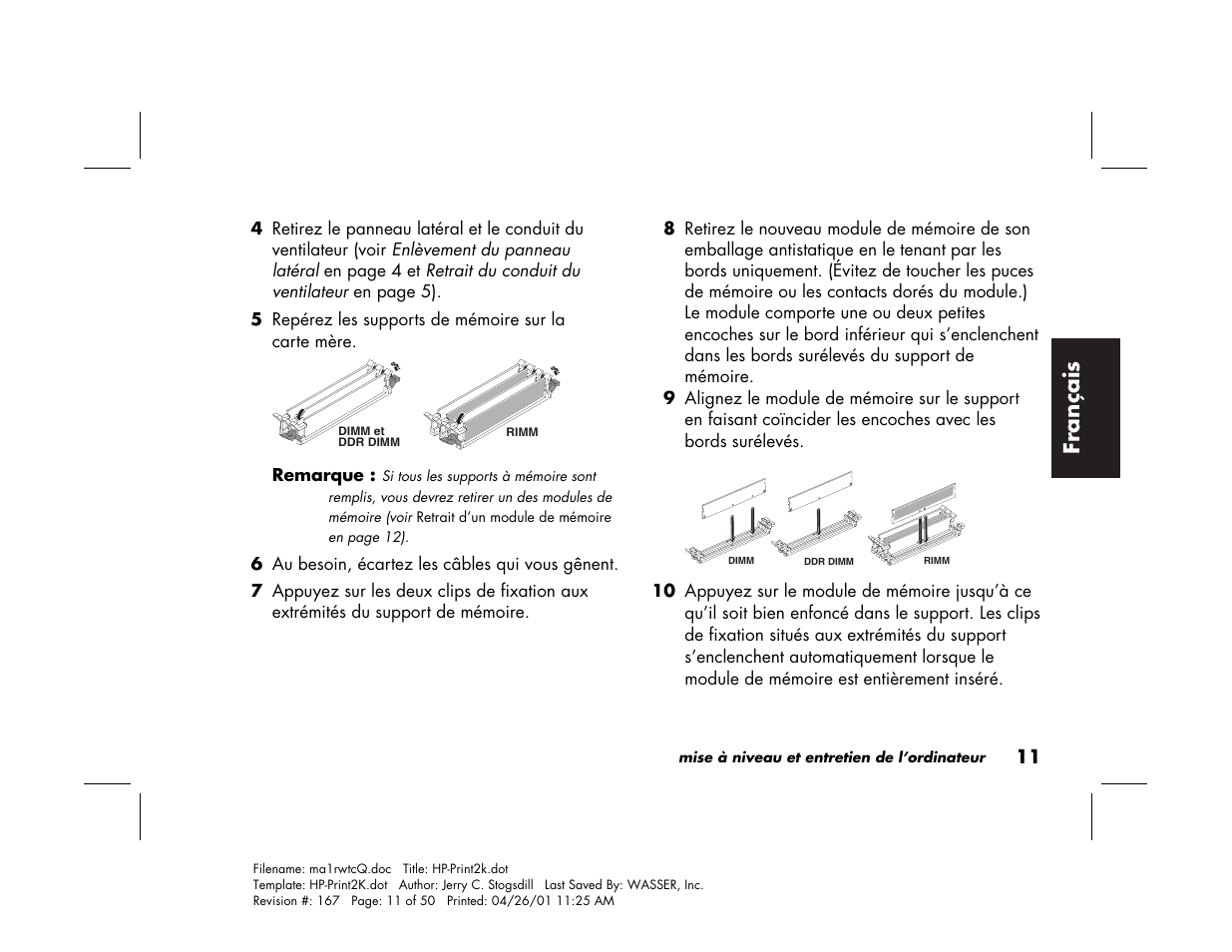 Fran çais | HP 79XXY User Manual | Page 61 / 144