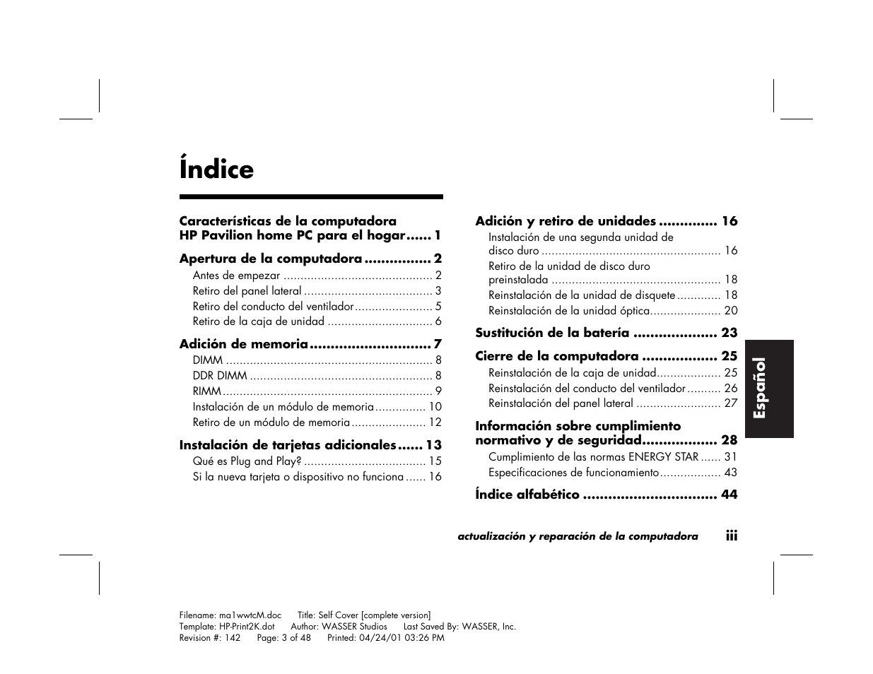 Índice | HP 79XXY User Manual | Page 99 / 144