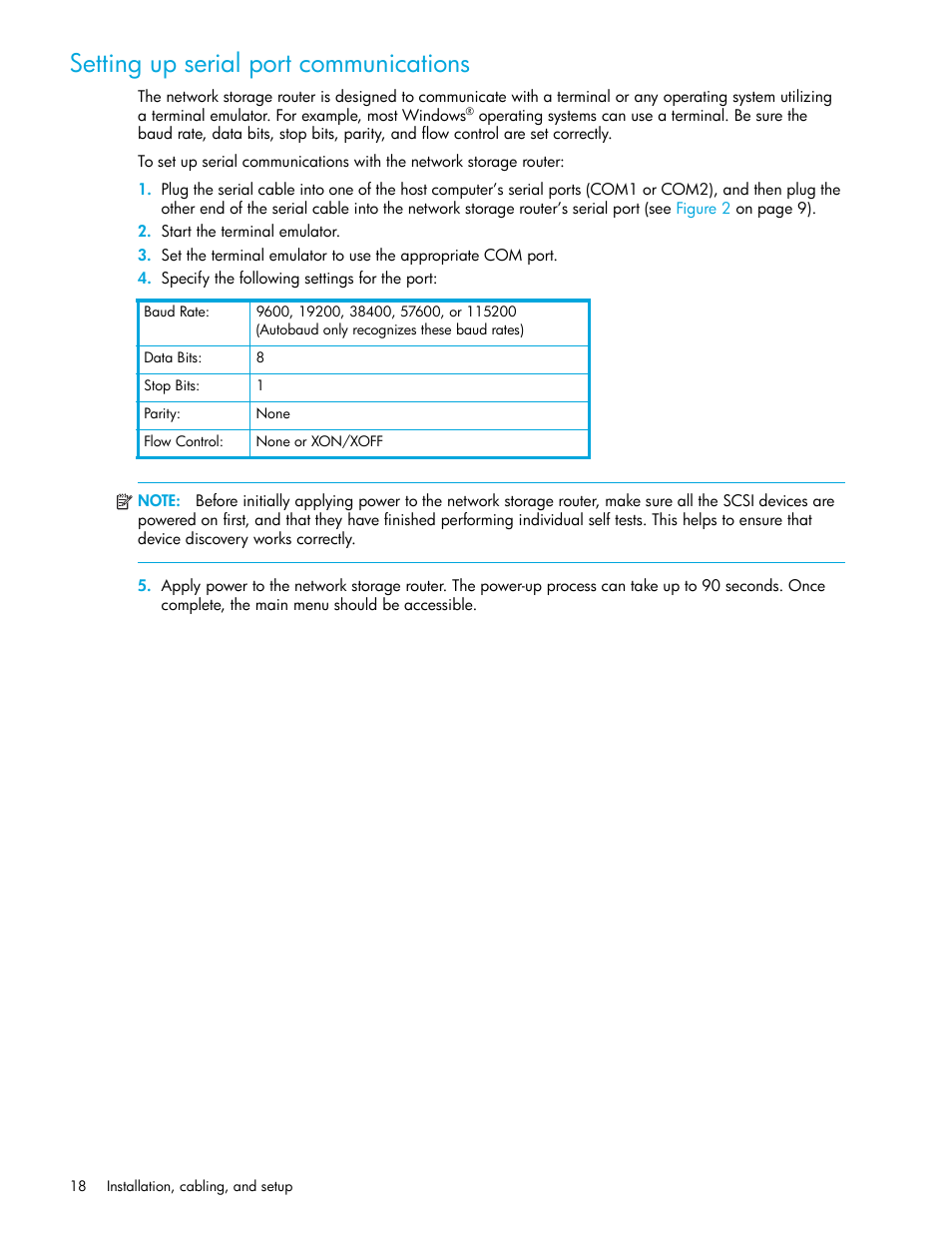 Setting up serial port communications | HP N1200-320 User Manual | Page 18 / 132