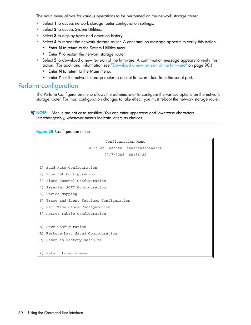 Perform configuration, Figure 38 configuration menu | HP N1200-320 User Manual | Page 60 / 132