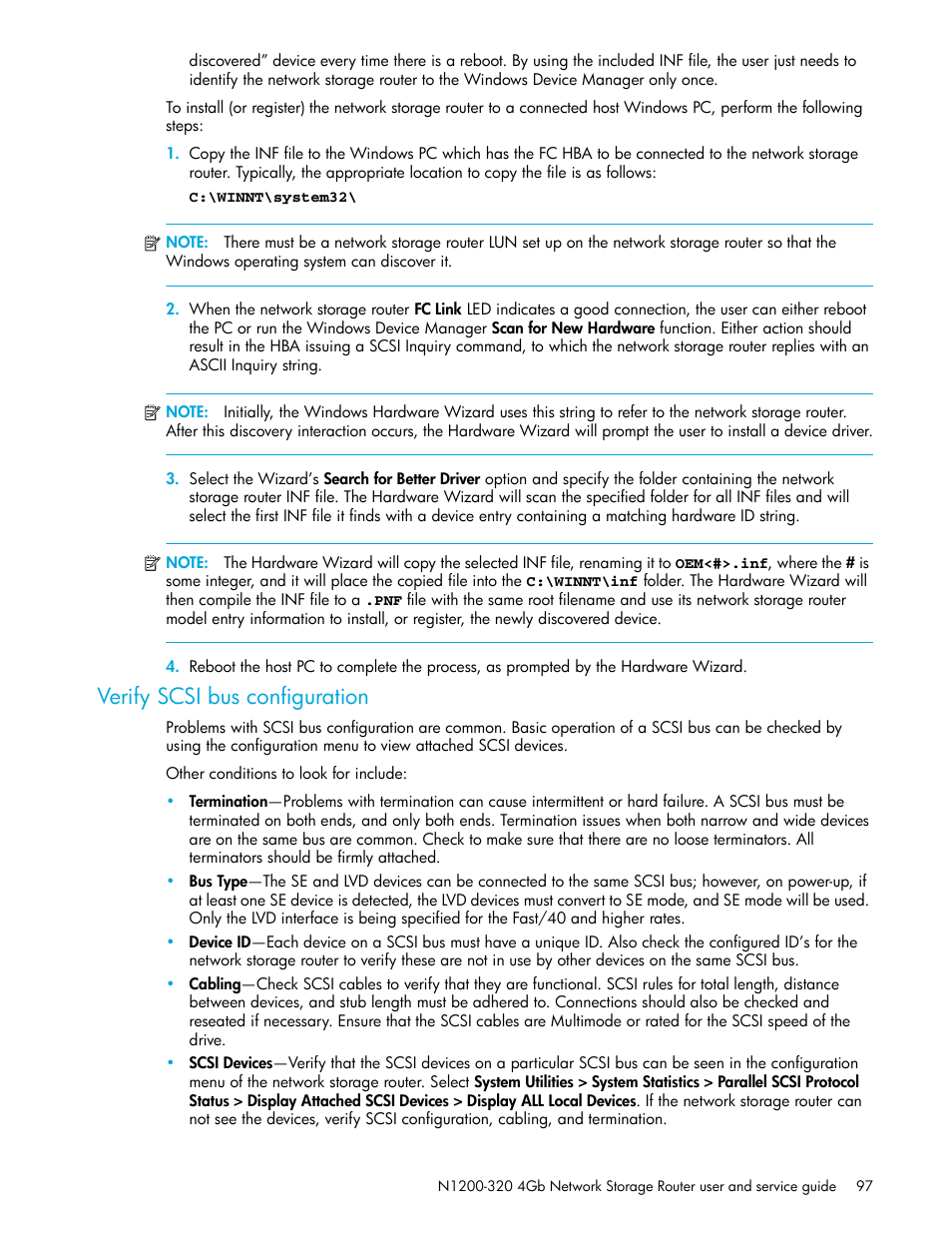 Verify scsi bus configuration | HP N1200-320 User Manual | Page 97 / 132