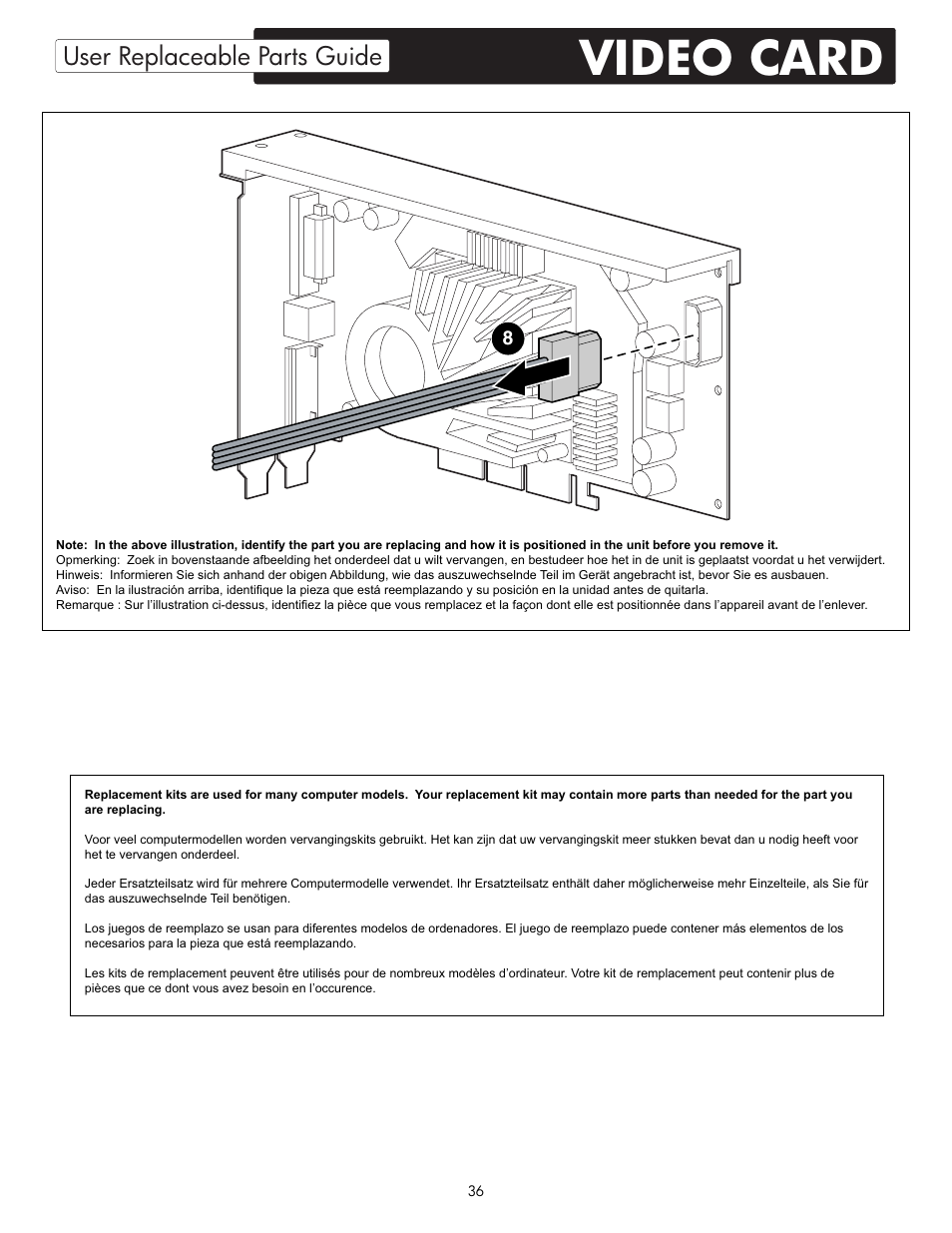 Video card, User replaceable parts guide | HP X09 User Manual | Page 36 / 54