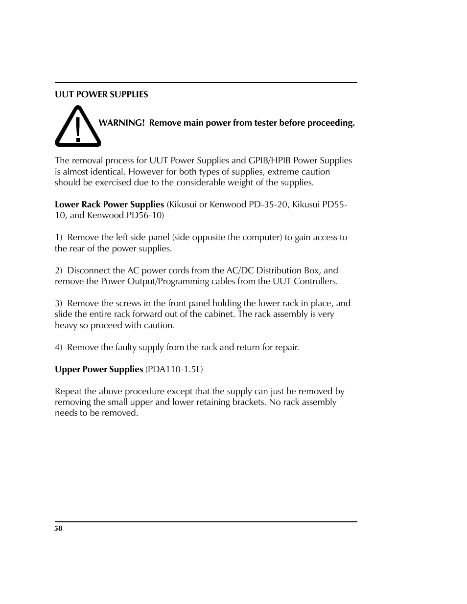 Uut power supplies | HP 2040D User Manual | Page 59 / 67