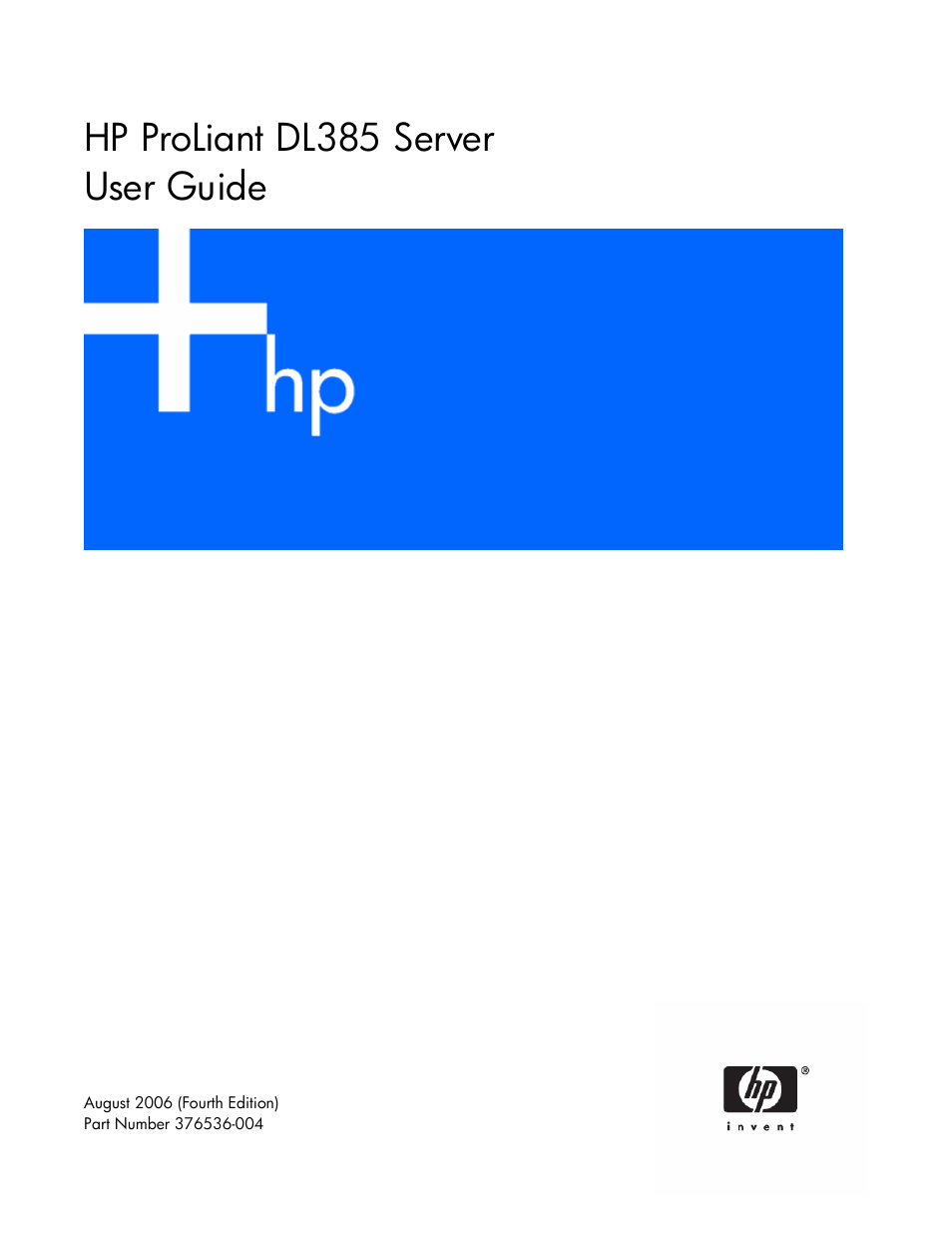 HP DL385 User Manual | 124 pages