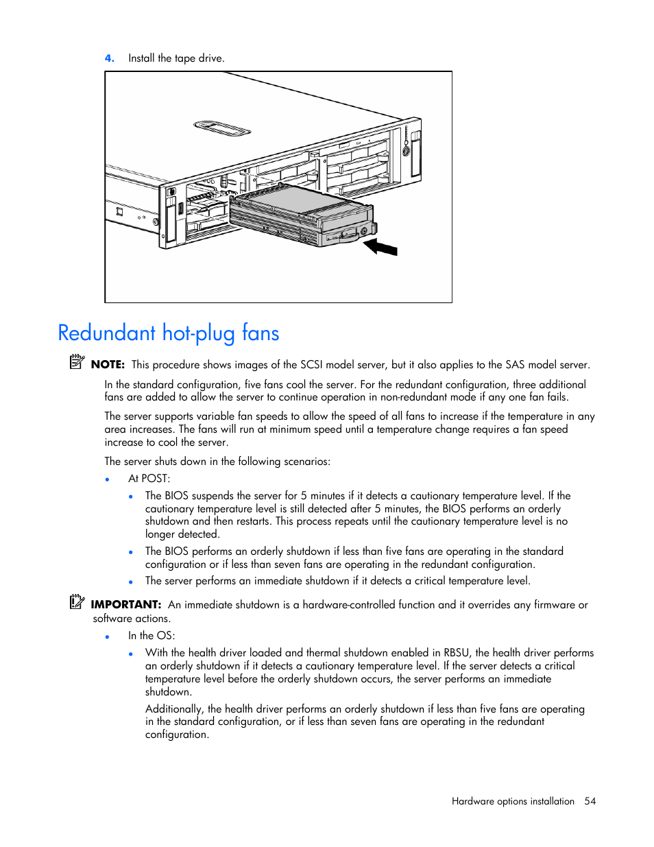 Redundant hot-plug fans | HP DL385 User Manual | Page 54 / 124