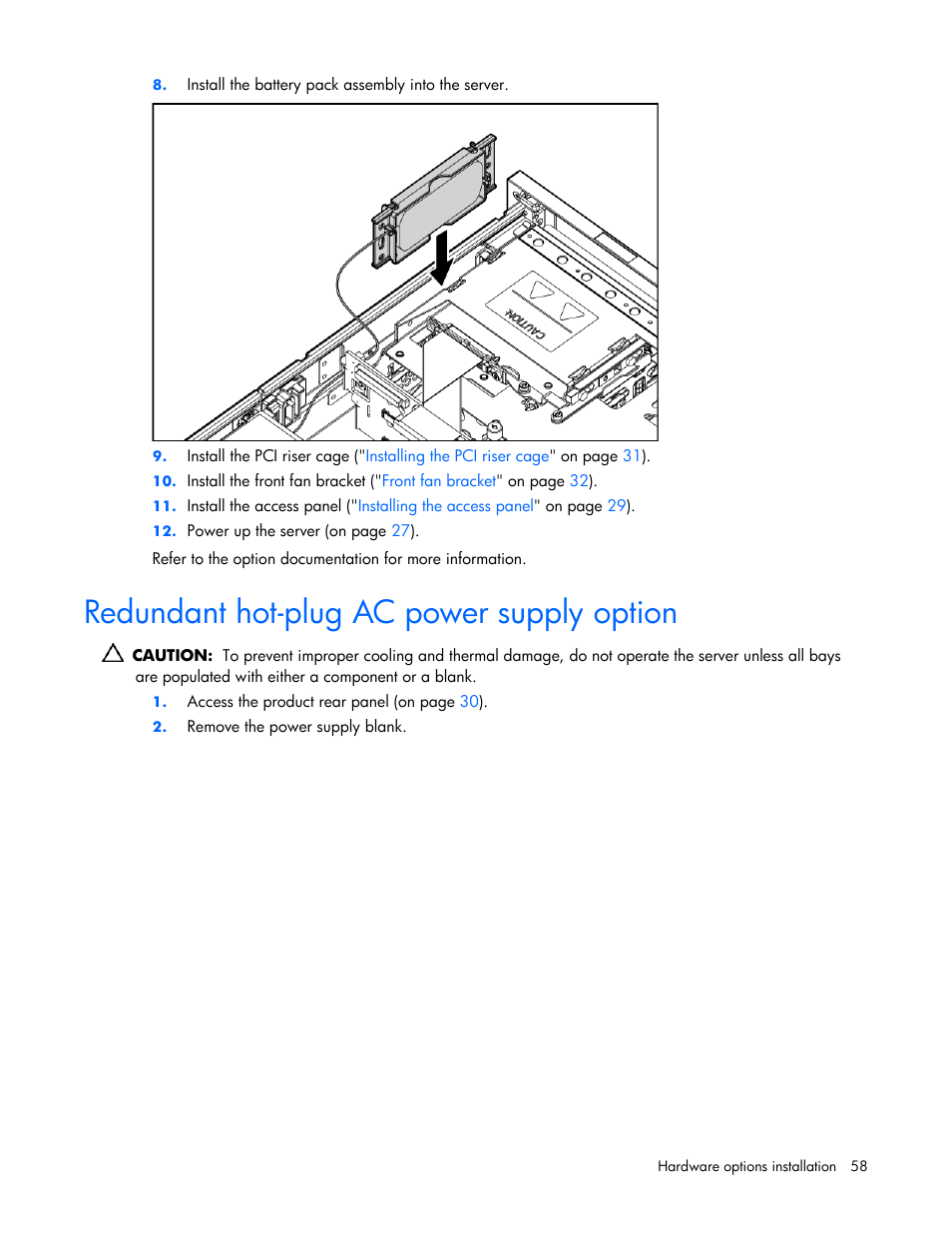 Redundant hot-plug ac power supply option | HP DL385 User Manual | Page 58 / 124