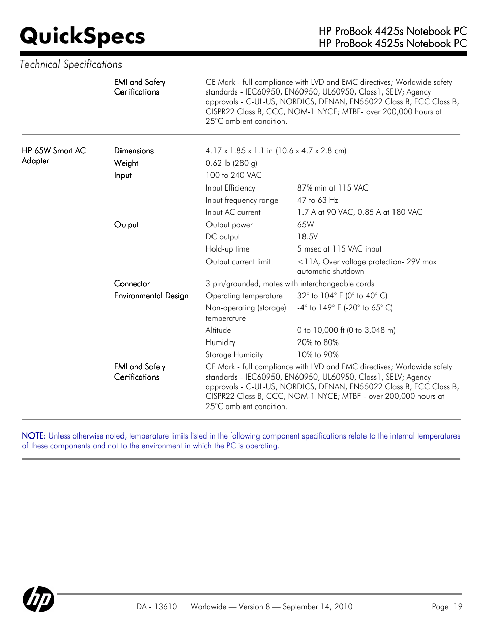 Quickspecs | HP VC133 User Manual | Page 19 / 38