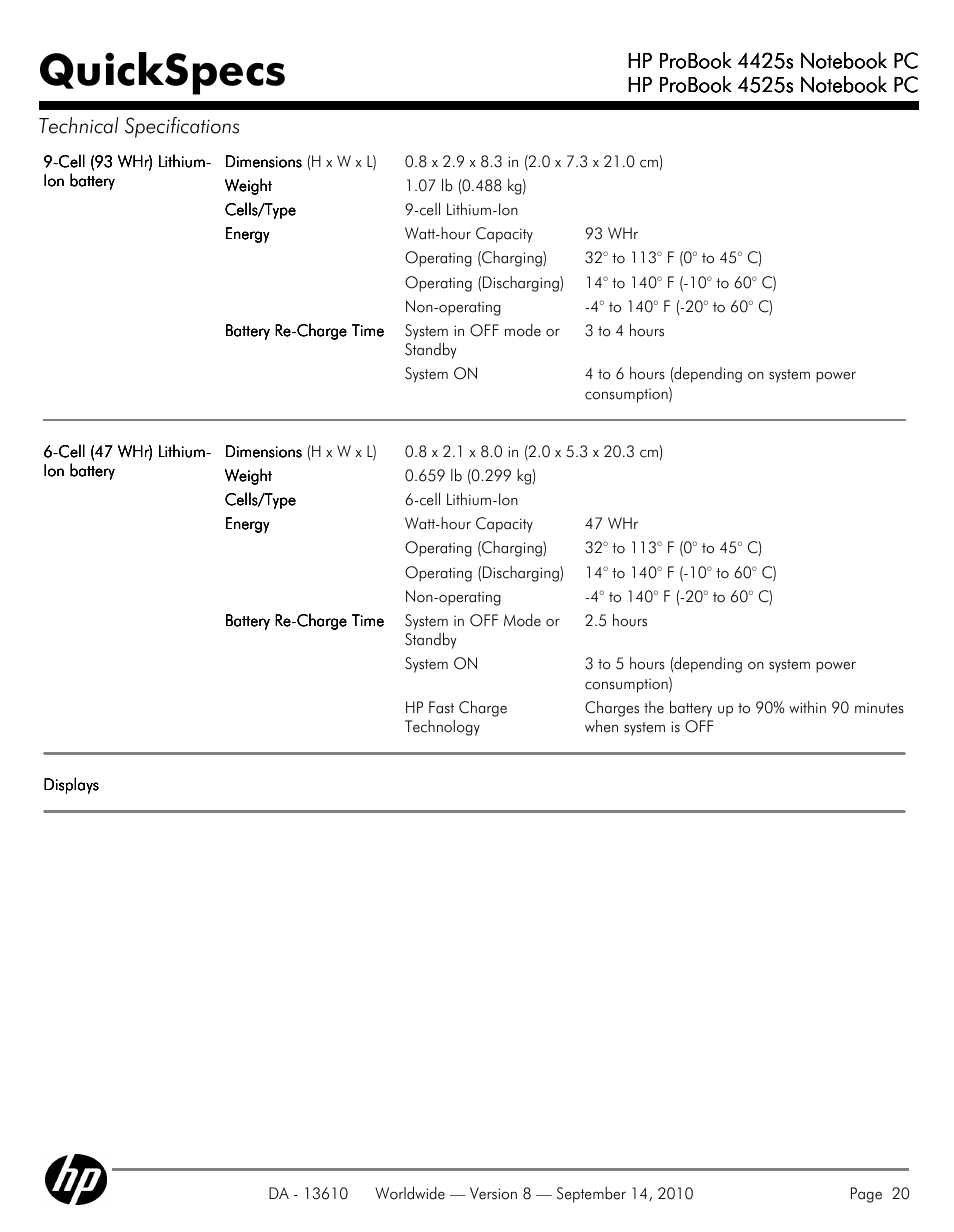 Quickspecs | HP VC133 User Manual | Page 20 / 38