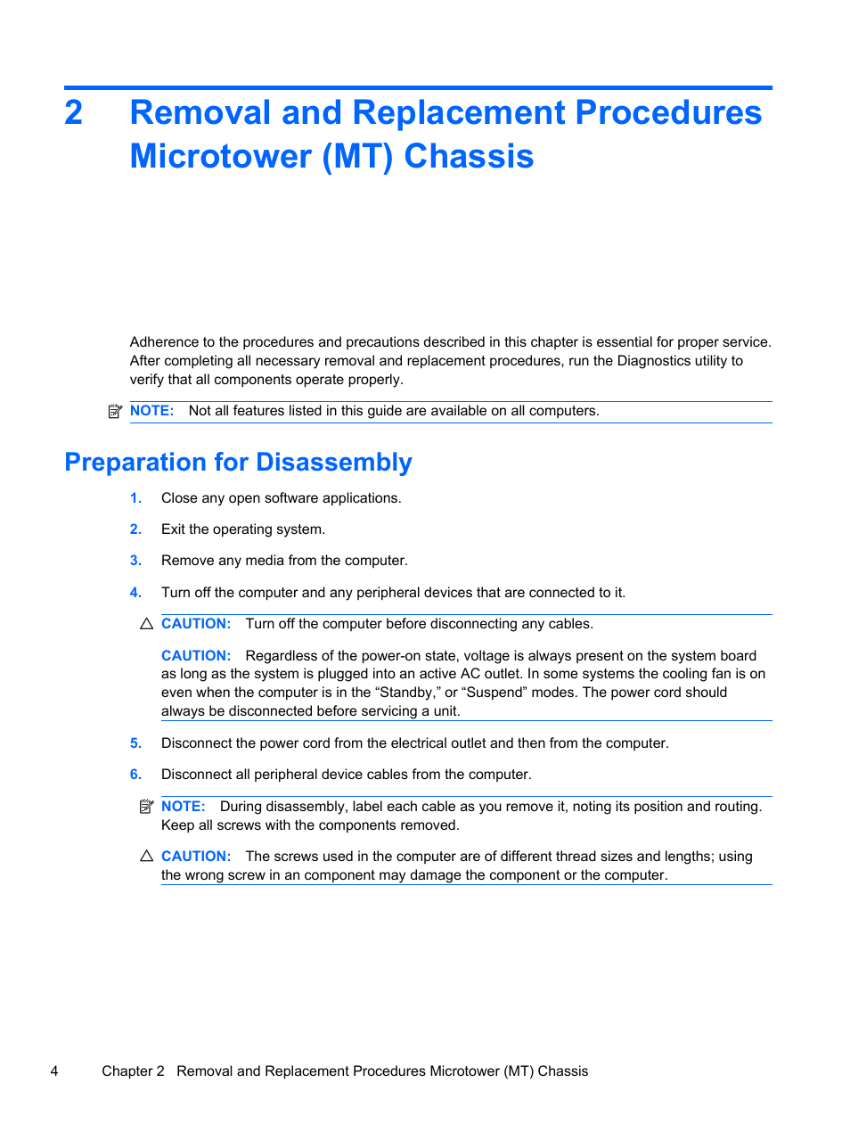 Preparation for disassembly | HP 500B User Manual | Page 12 / 113