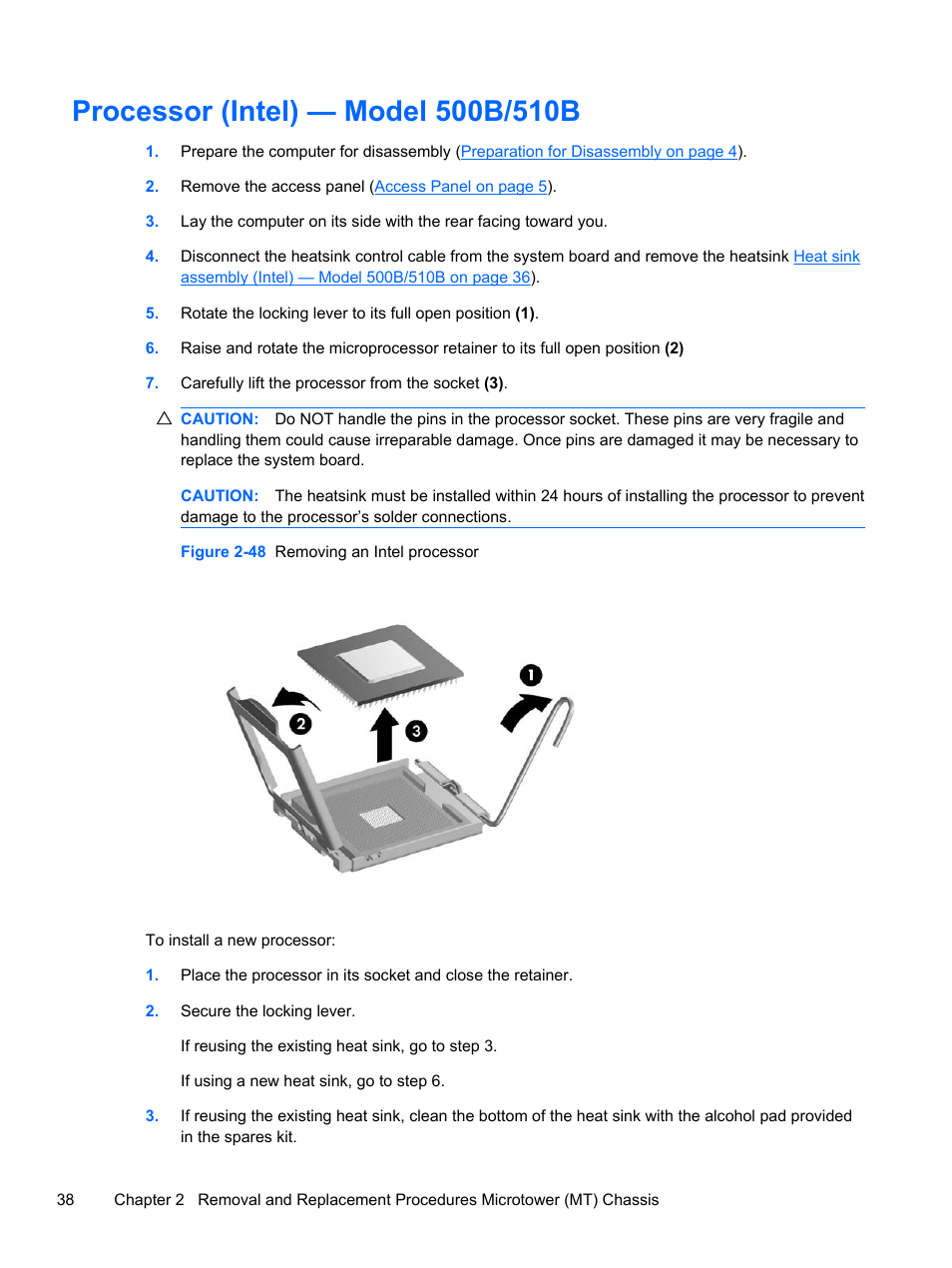 Processor (intel) — model 500b/510b | HP 500B User Manual | Page 46 / 113
