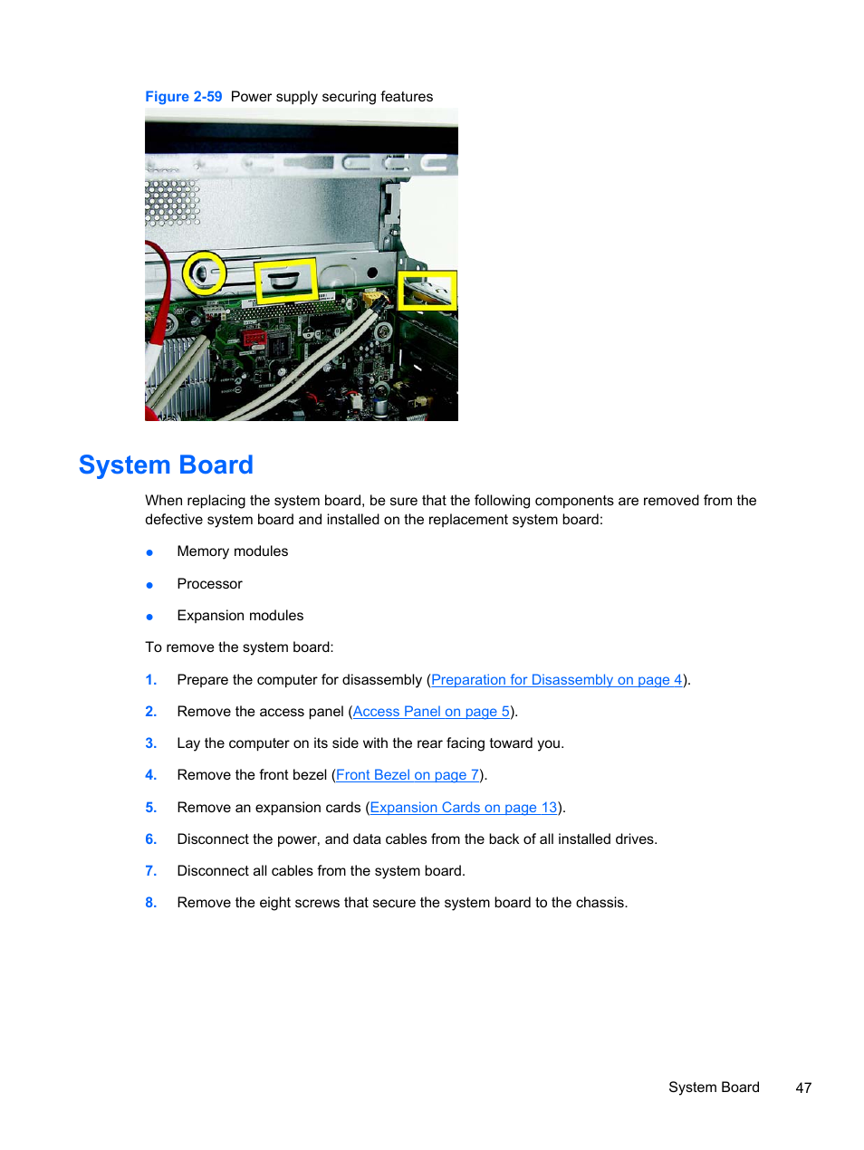 System board | HP 500B User Manual | Page 55 / 113