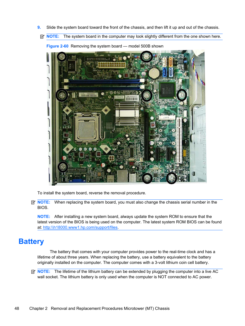 Battery | HP 500B User Manual | Page 56 / 113