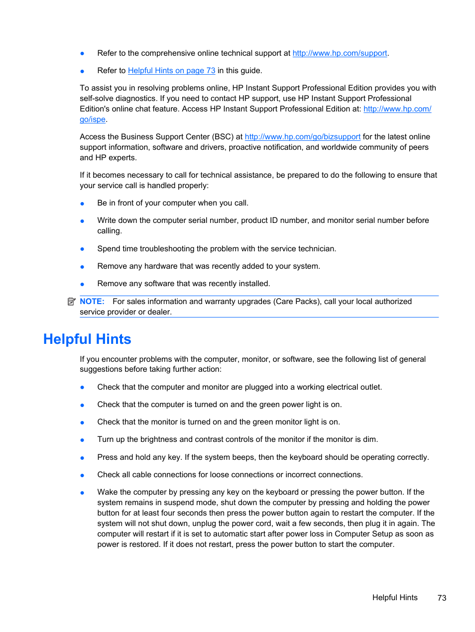 Helpful hints | HP 500B User Manual | Page 81 / 113