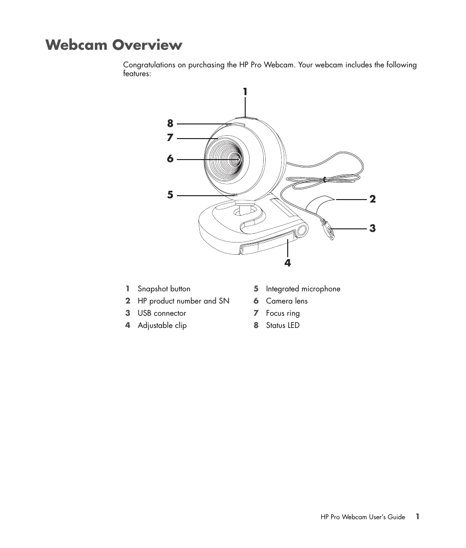 Webcam overview | HP 575739-001 User Manual | Page 5 / 16