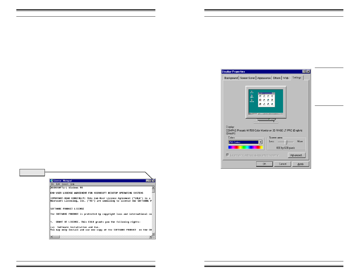 Registered documents, Setting screen resolution | HP Windows 98 Training express User Manual | Page 20 / 28