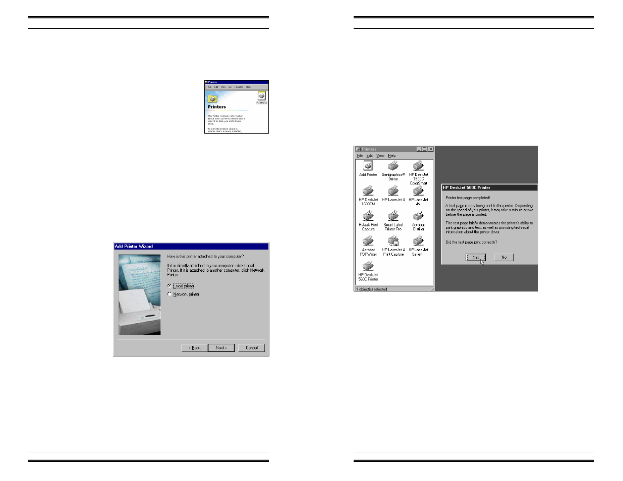 Installing a printer driver, Selecting a model, Configuring a printer | HP Windows 98 Training express User Manual | Page 26 / 28