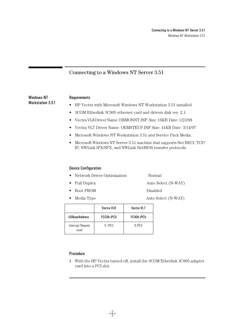 Connecting to a windows nt server 3.51 | HP 3C905-TX User Manual | Page 21 / 42